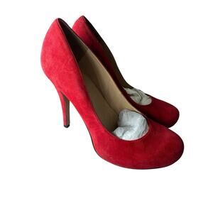 Talbots Y2K Womens 6.5 Red Suede Leather Heels Pumps Career Cocktail Elegant